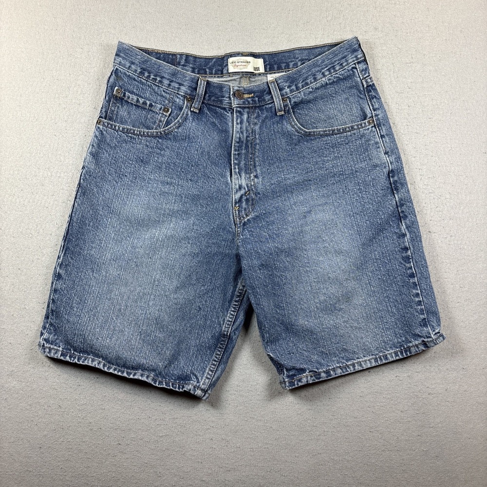 Y2K Levi's Strauss Signature Men's Loose Blue Denim‎ Shorts Bermuda Sz 38